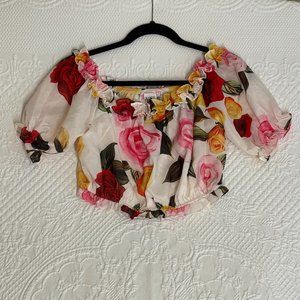 NWT L'atiste By Amy Women's Large Crop Top Floral